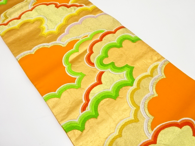 アンティーク　雲模様織り出し袋帯（着用可）